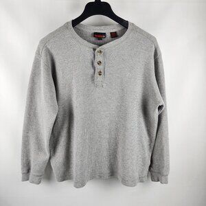 Wolverine Shirt Mens Large Gray Henley Waffle-Knit 1/4 Button